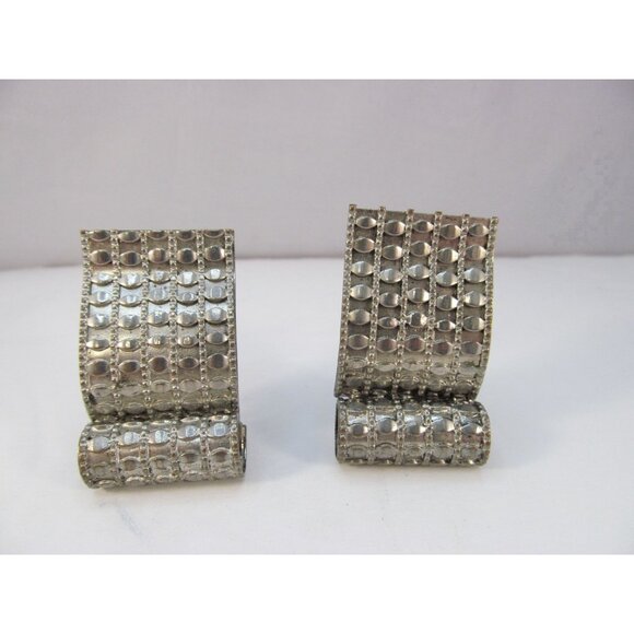 Vintage Set of Dress Clips Silver Aluminum Ripple Textured Design - Picture 6 of 11